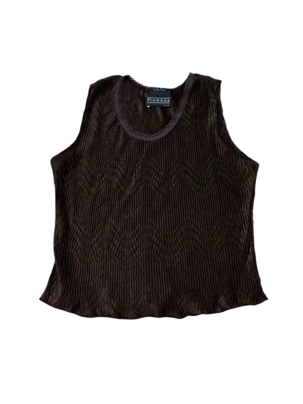 Women’s Vintage Promesa Silk Tank Top Chocolate Brown 1990s